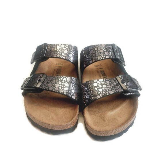 Birkenstock Arizona Sandals Womens Size 8 - 8.5 Black Metallic Stone Narrow EU39 - Picture 6 of 9